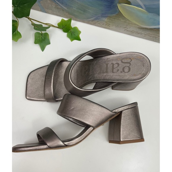 Pedro Garcia Isela Metallic Taupe Block Heel Sandals Size 38.5 / US 8.5 - Picture 8 of 15